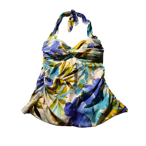 Miraclesuit Halter Tankini Swim Top Size 10 Floral Tropical Padded Bust - Picture 2 of 10